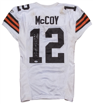 2011 Colt McCoy Game Used and Signed Cleveland Browns White Jersey With 9/11 Memorial Patch (PSA/DNA)